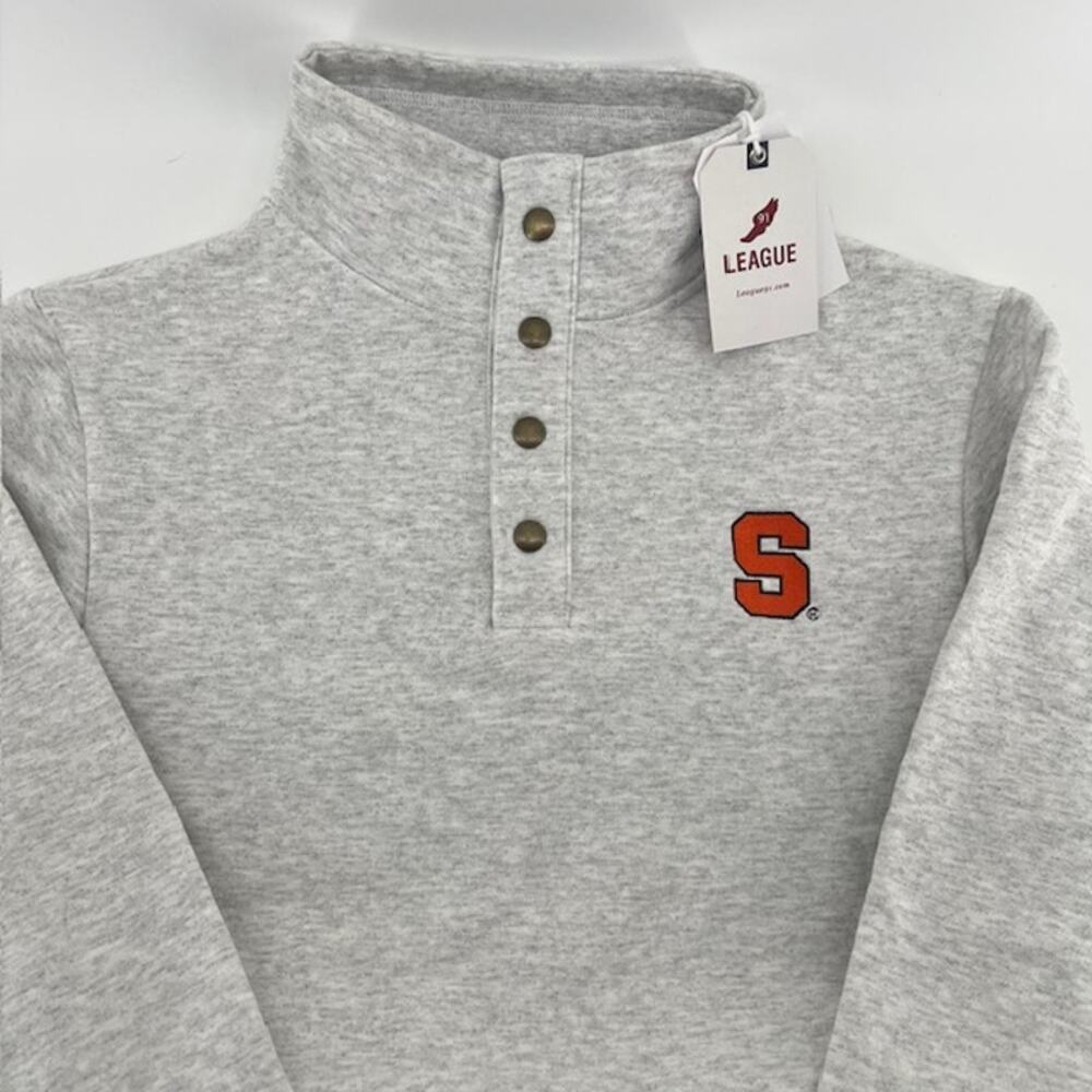 League Collegiate Wear Ash Gray Syracuse Fleece Quarter Snap Sweatshirt Mens S